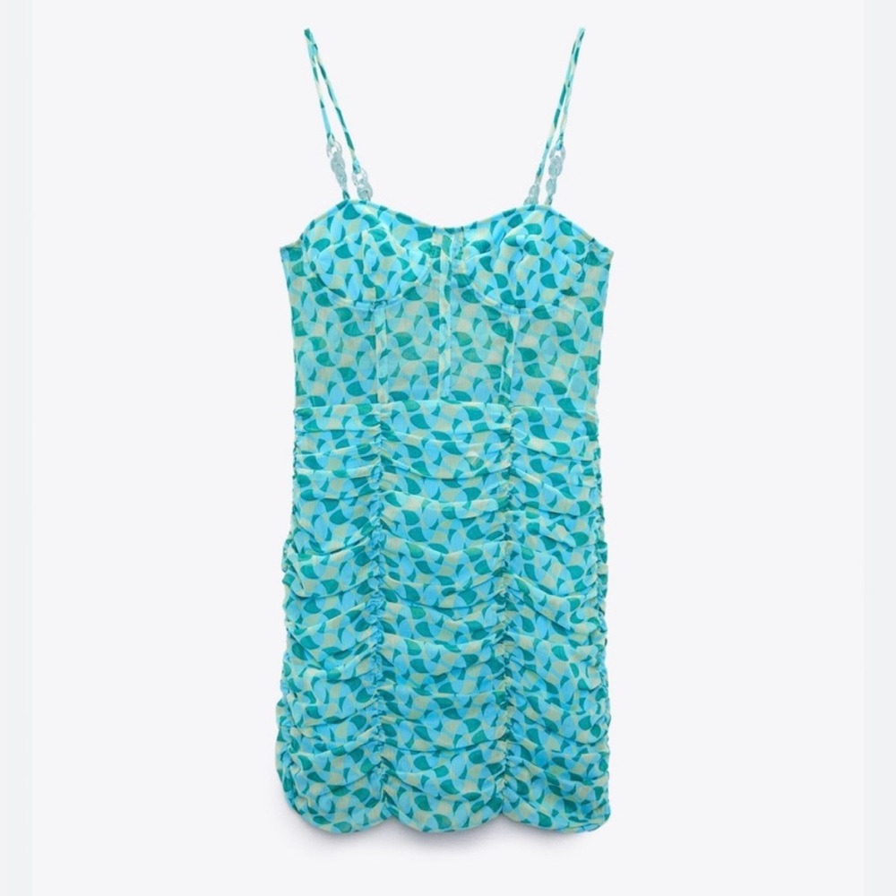 Zara Draped Printed Corset Dress